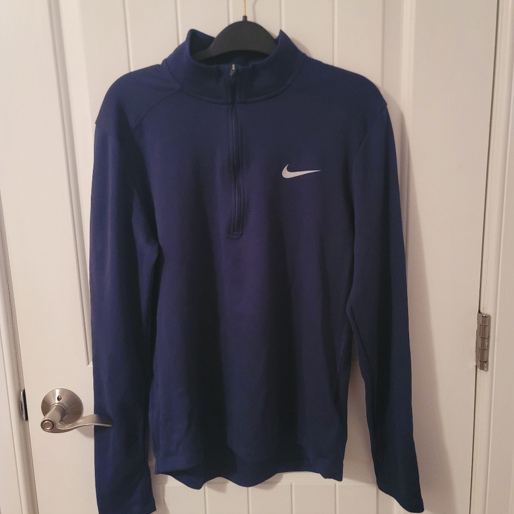 NWT Nike Dri-FIT Quarter Zip Navy Polyester Pullover Mens Small